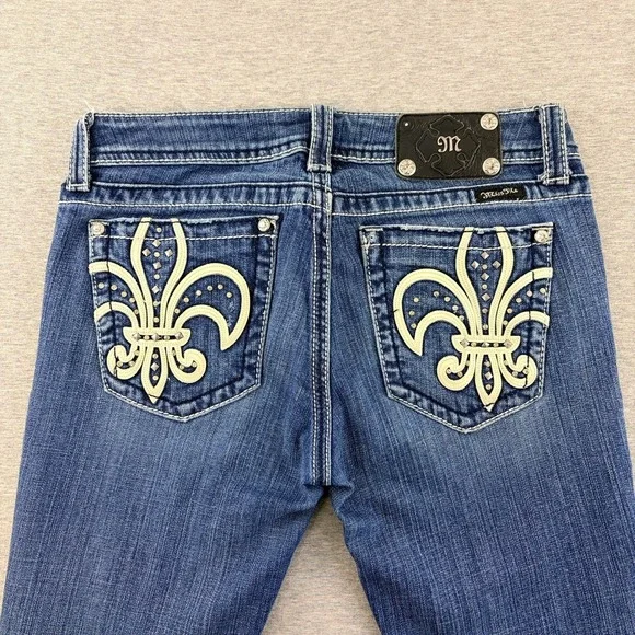 Miss Me Women's Blue Bootcut Jeans JP5021 Fleur De Lis 30 - Picture 4 of 8